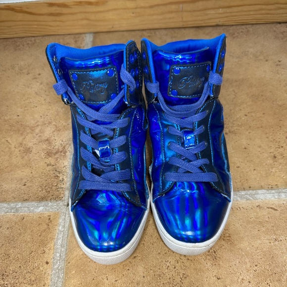 Pastry Shoes Pastry Blue Metallic Girls High Top Sneakers Size 3